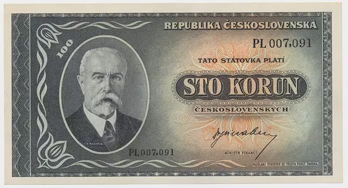 Československo, 100 Koruna b.d. (1945), neperforovaná, Hej.74