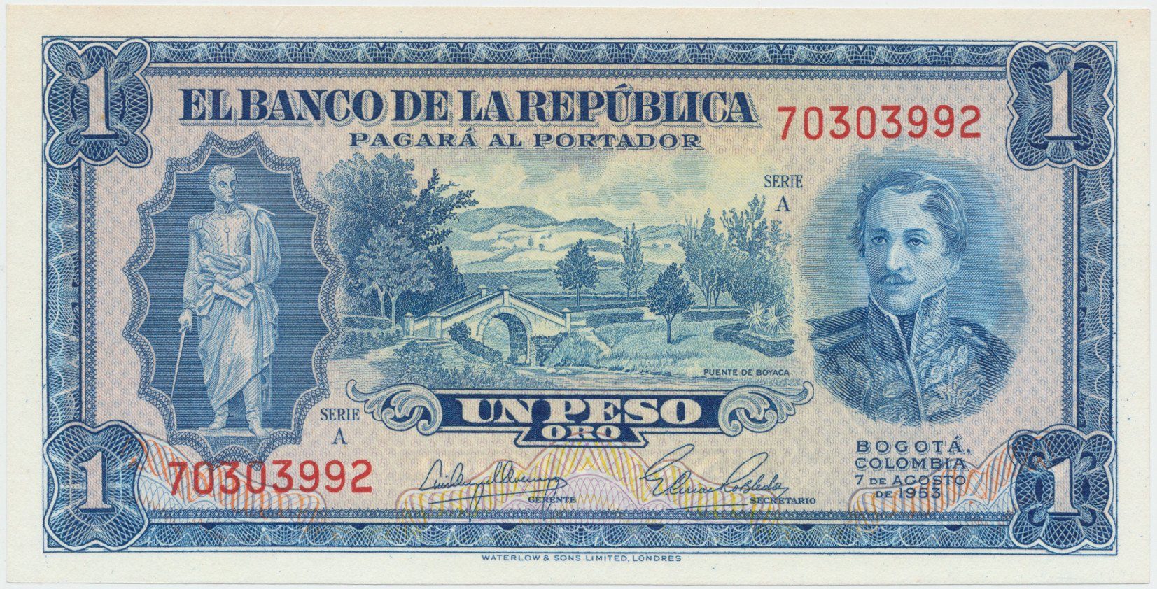 Kolumbie, 1 Peso Oro 1953, P.398