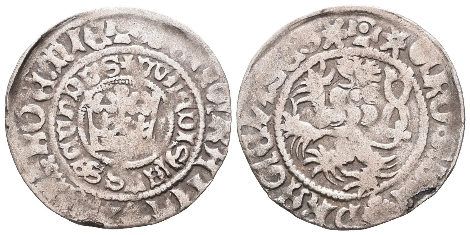 Pražský groš, Há.III.a/1(?), patina, ned. a vada střížku — 1