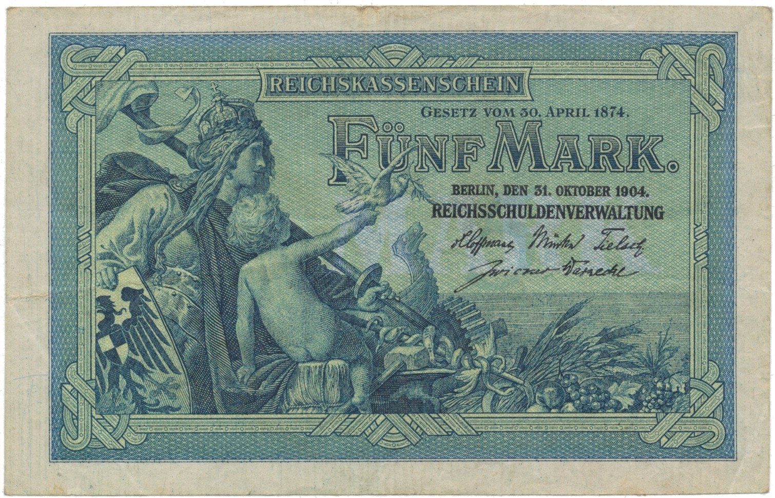 Německo, 5 Mark 1904, 6-místný číslovač, Ro.22a