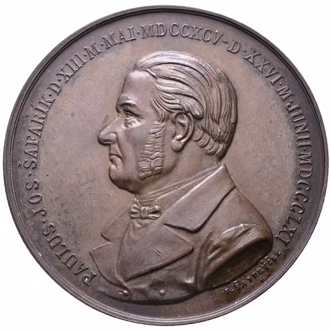 AE Medaile 1895 - K 100. výročí narození Pavla Josefa Šafaříka. Poprsí