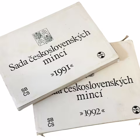 Sada oběžných mincí 1991 (Štefánik), 1992 (Rašín), opotřebované