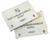 Sada oběžných mincí 1991 (Štefánik), 1992 (Rašín), opotřebované — 1