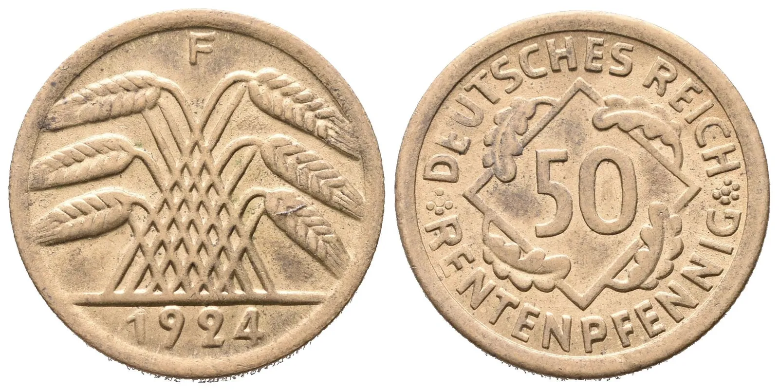 Výmar, 50 Rentenpfennig 1924 F