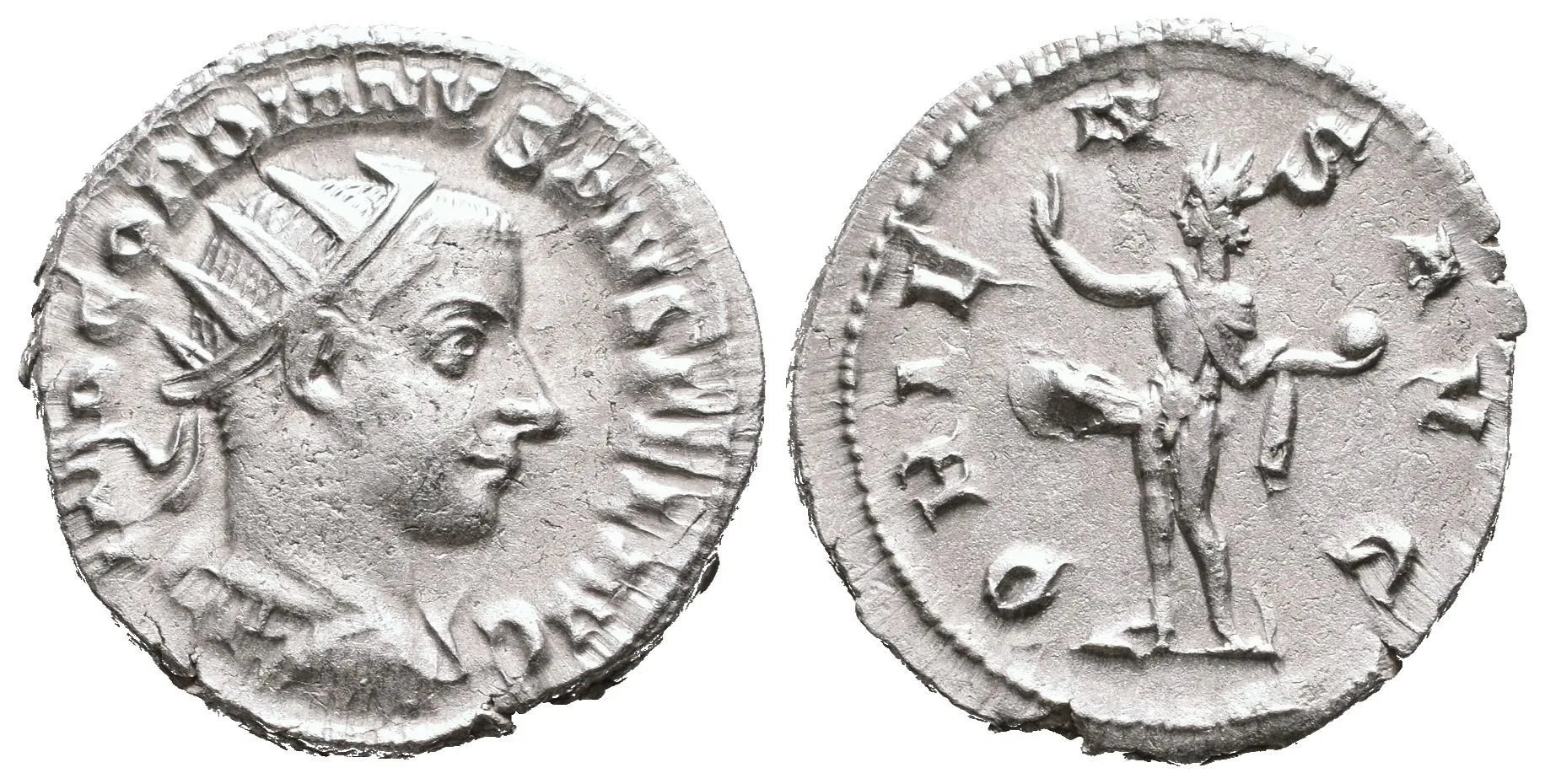 Antoninian, Antiochia, 242 - 244, Rv: ORIENS AVG, stojící Sol zleva — 1