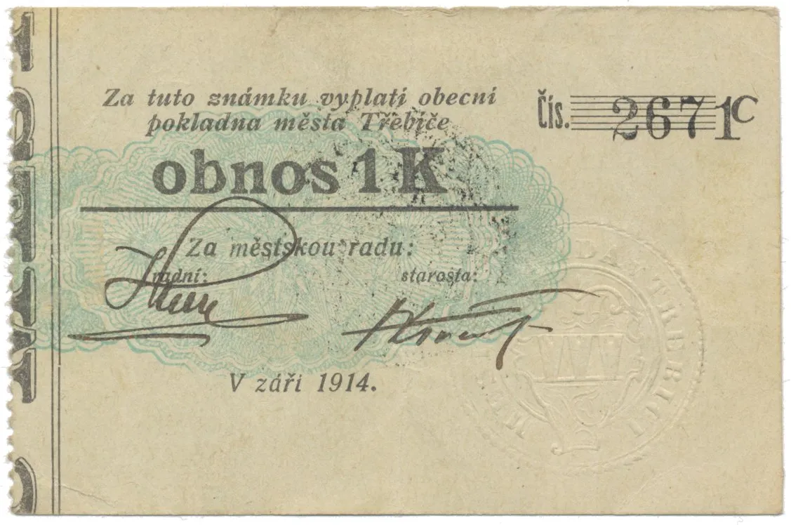 Třebíč - město, 1 K září 1914, silnější K, HH.223.5.10e1