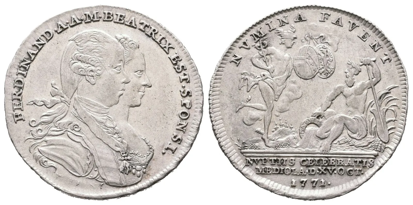 AR Žeton 1771 (Wideman) - Ke svatbě s Marií Beatrix von Modena. Dvojité poprsí zprava, — 1