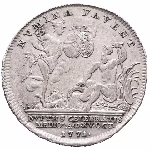 AR Žeton 1771 (Wideman) - Ke svatbě s Marií Beatrix von Modena. Dvojité poprsí zprava,