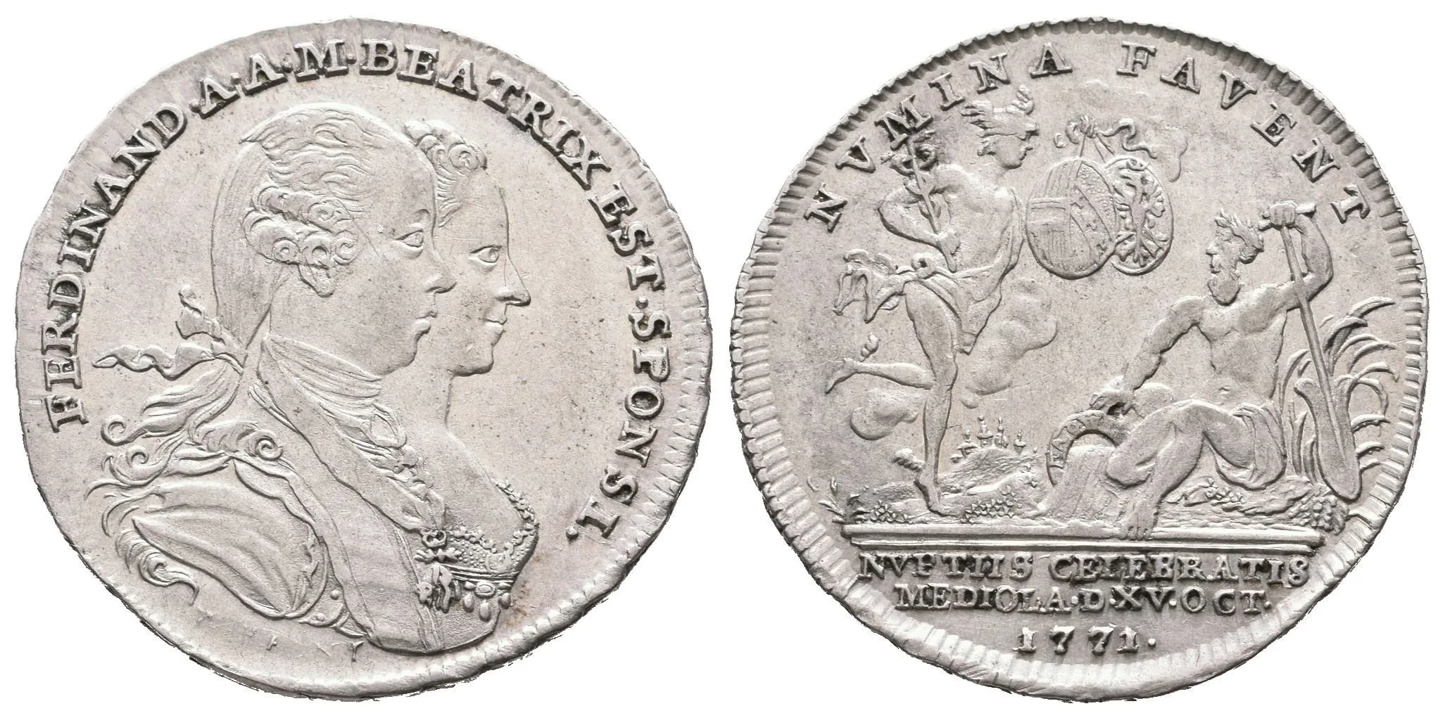 AR Žeton 1771 (Wideman) - Ke svatbě s Marií Beatrix von Modena. Dvojité poprsí zprava, — 1
