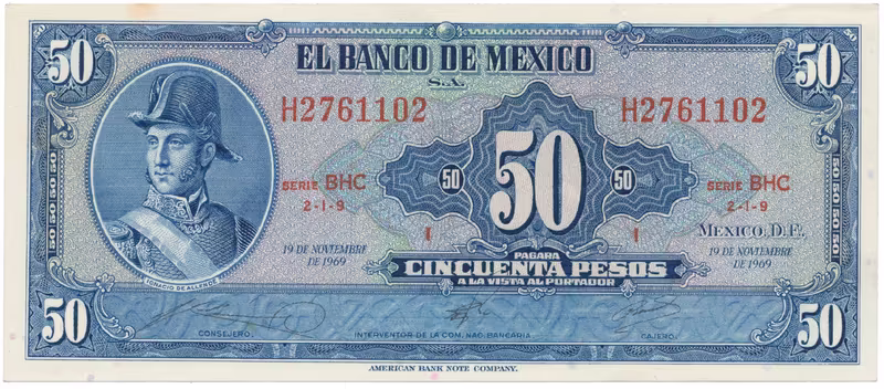 Mexiko, 50 Pesos 1969, P.49r