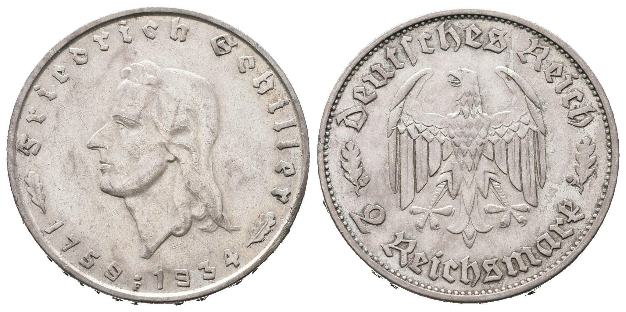 III. říše, 2 Marka 1934 F - Schiller