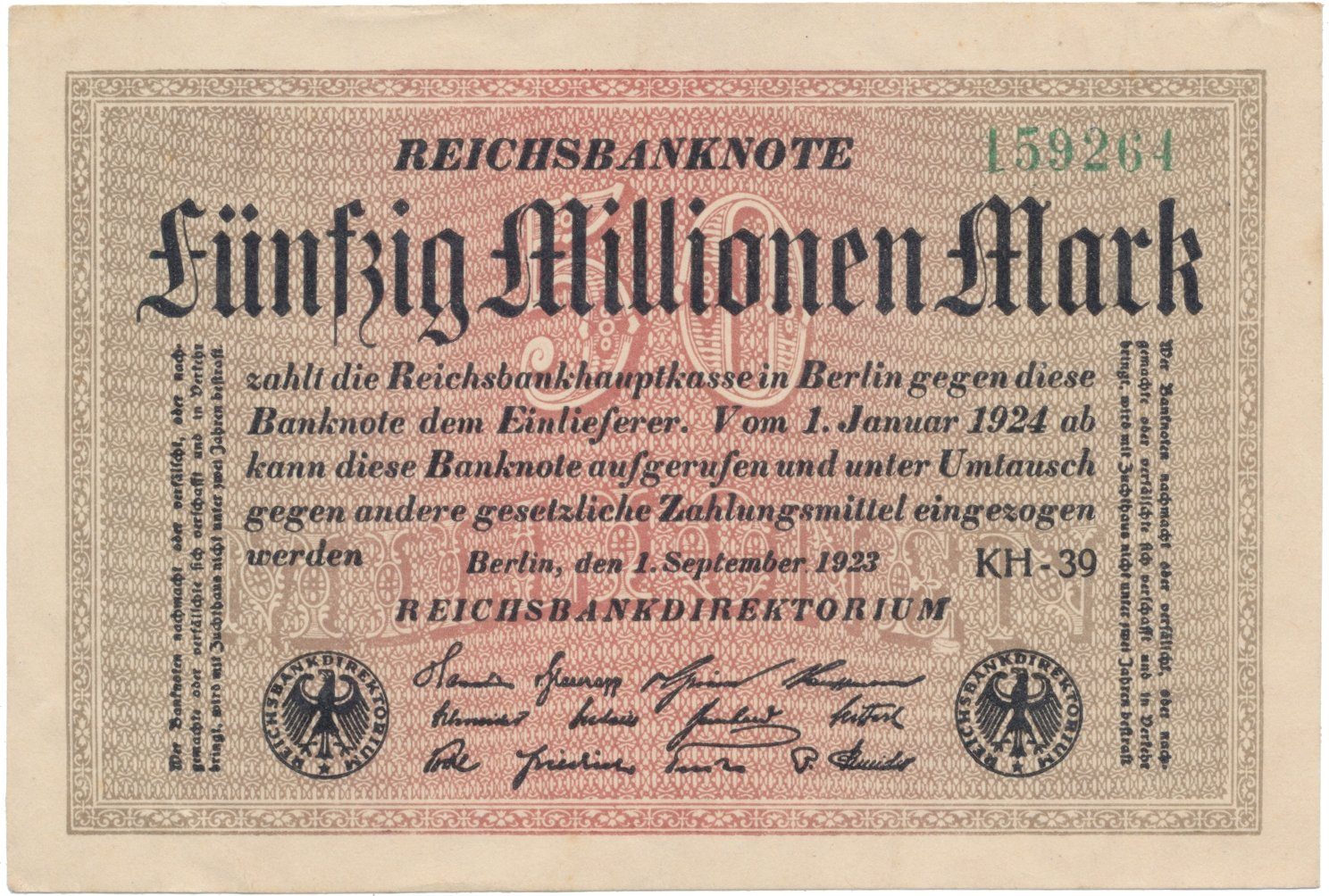 Německo, 50 Millionen Mark 1923, Ro.108h