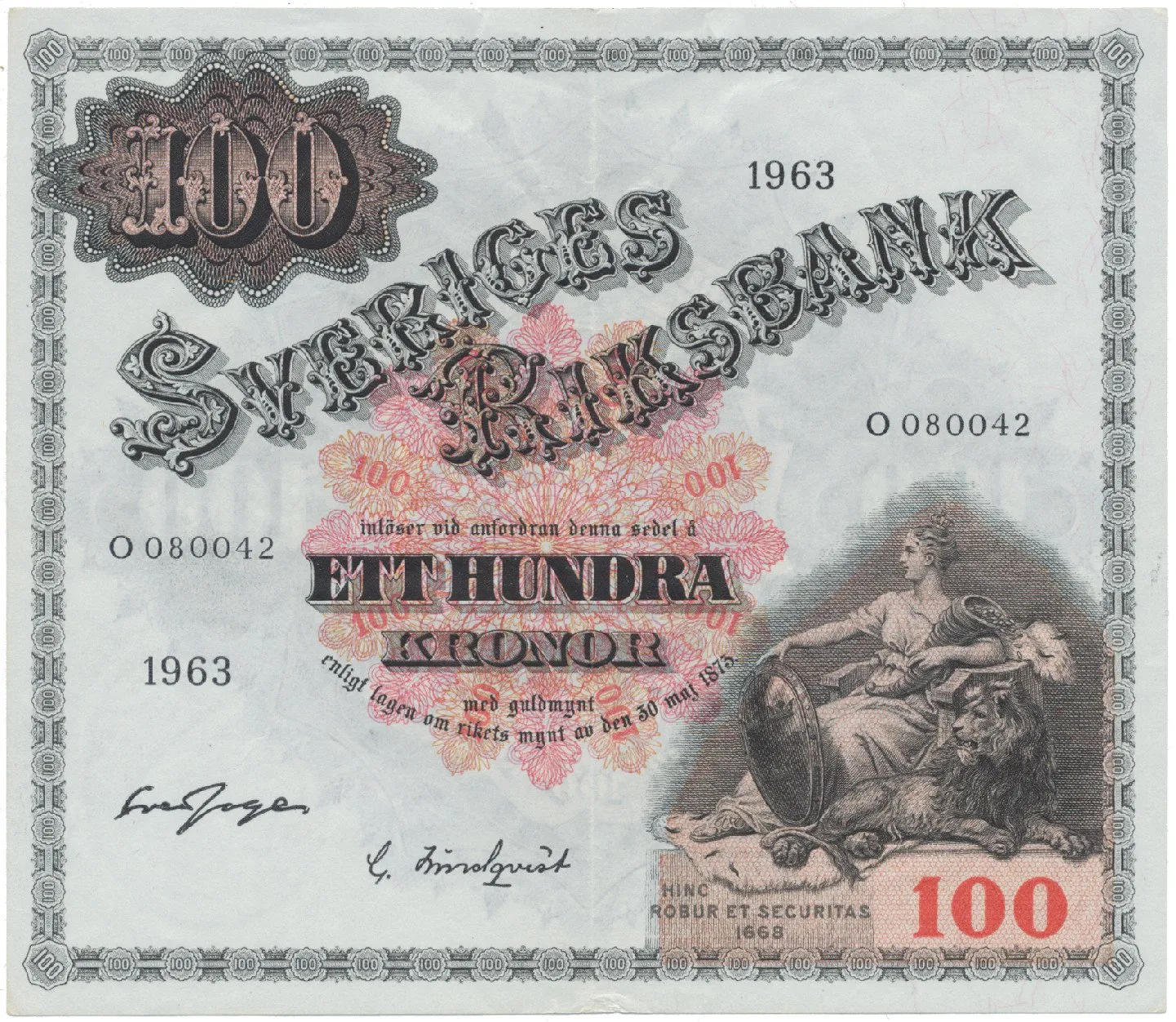 Švédsko, 100 Kronor 1963, P.48e
