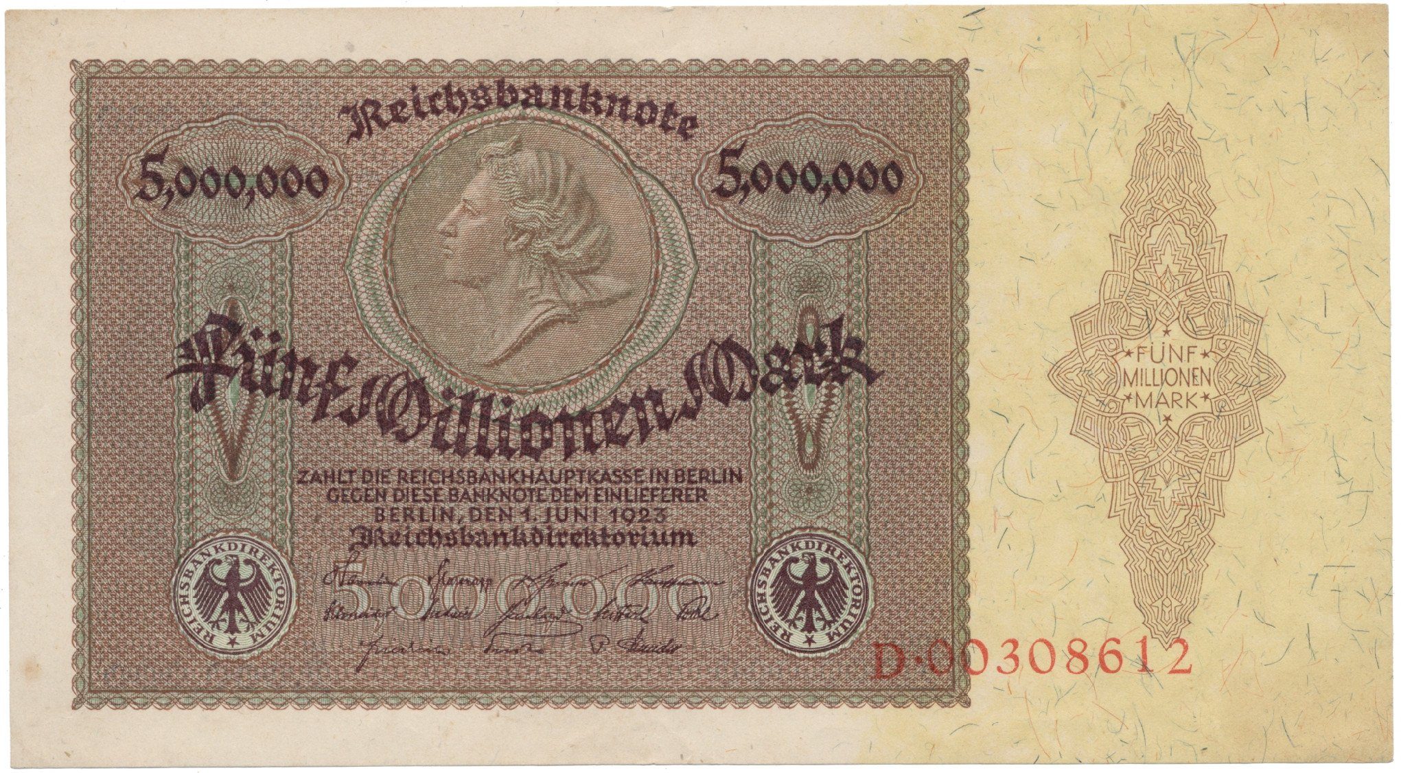 Německo, 5 Millionen Mark 1923, Ro.88