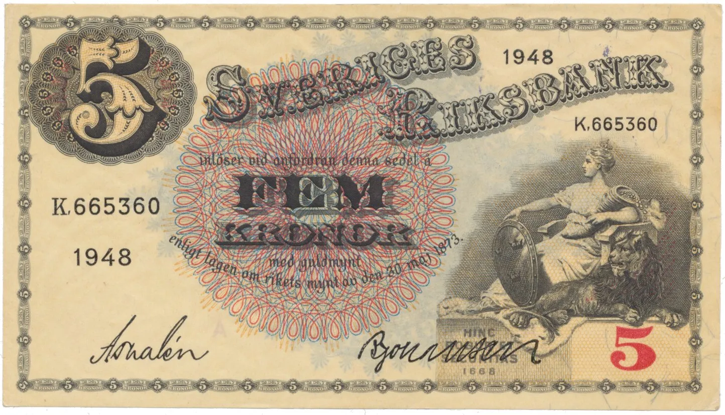 Švédsko, 5 Kronor 1948, P.33ae