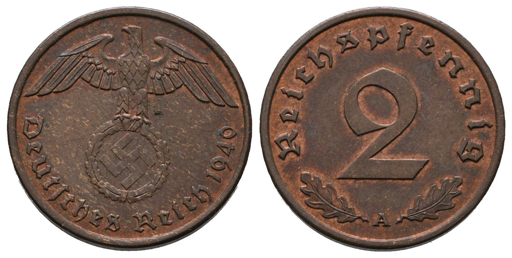 III. říše, 2 Pfennig 1940 A