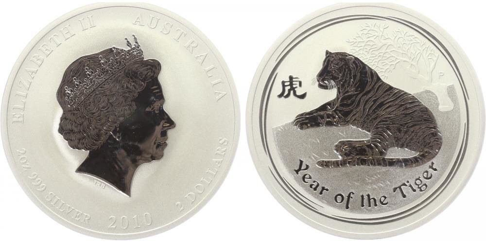 Austrálie, 2 Dollars 2010 - Čínský lunární kalendář - tygr