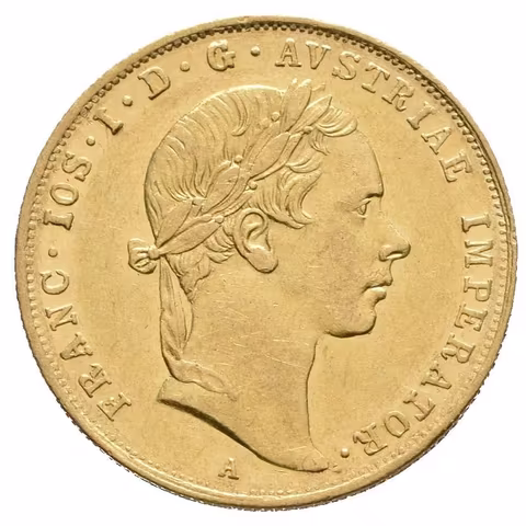 Dukát 1854 A, velmi pěkná zachovalost, zbytky lesku, rysky