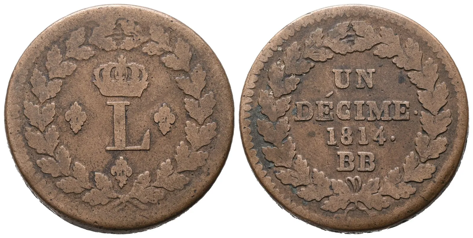 Francie, 1 Decime 1814 BB