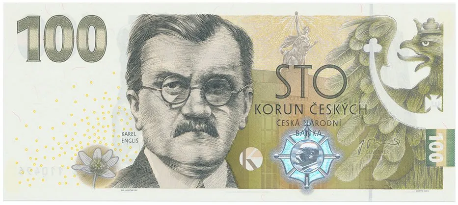 100 Koruna 2022 - Pamětní bankovka ke 100. výročí budování čs. měny - Karel Engliš, serie ET08