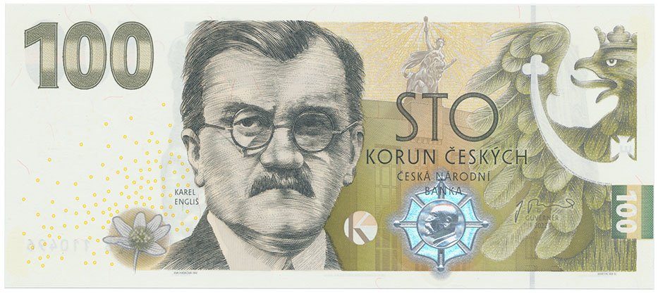 100 Koruna 2022 - Pamětní bankovka ke 100. výročí budování čs. měny - Karel Engliš, serie ET08
