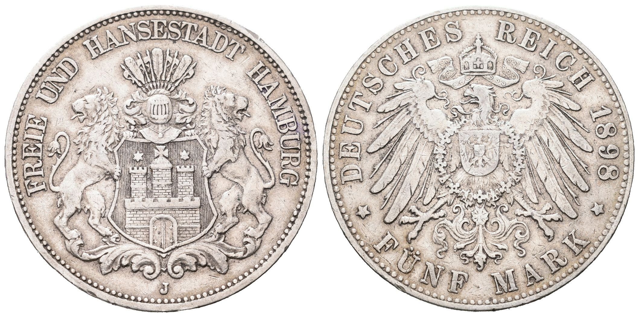 Hamburg, 5 Marka 1898 J