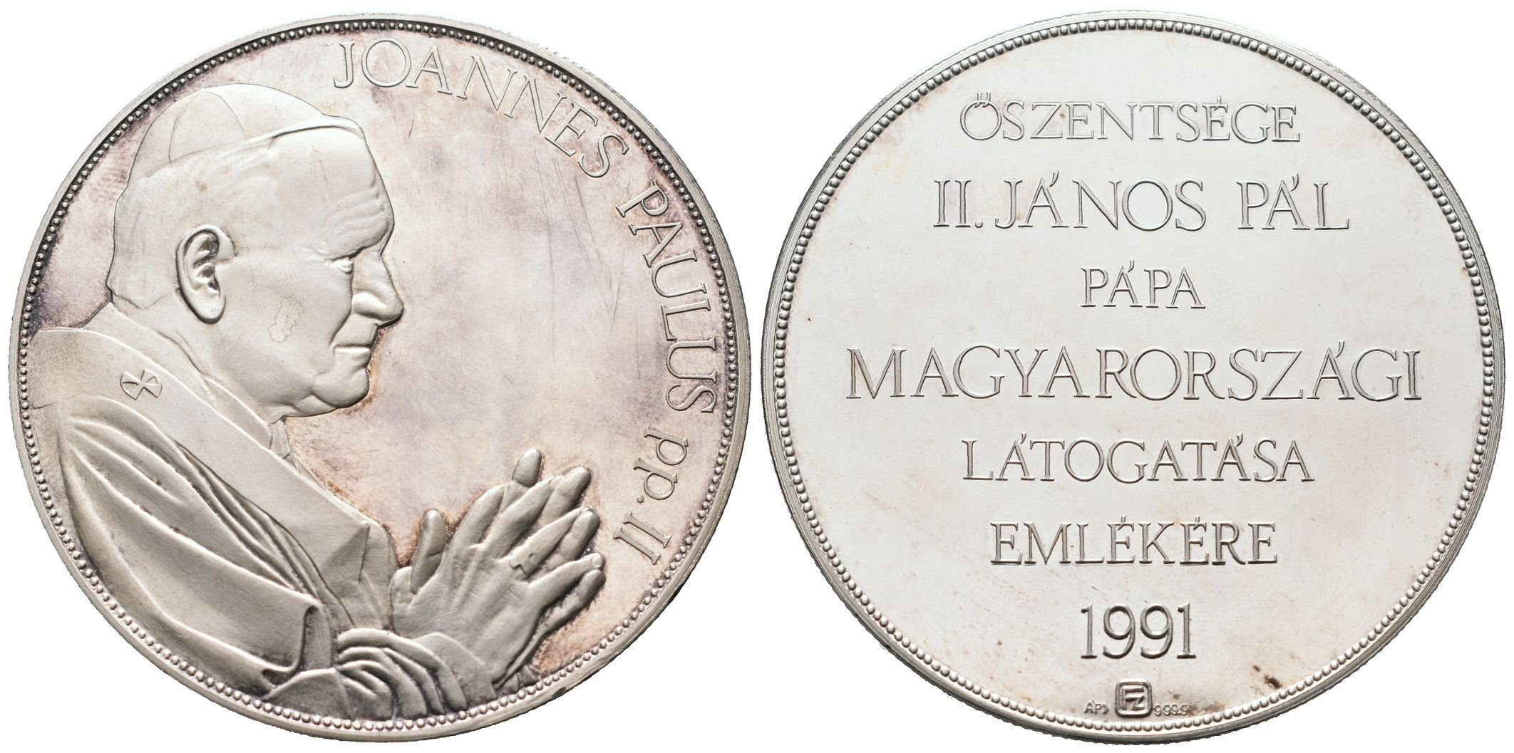 Maďarsko, - AR Medaile 1991 - Jan Pavel II.