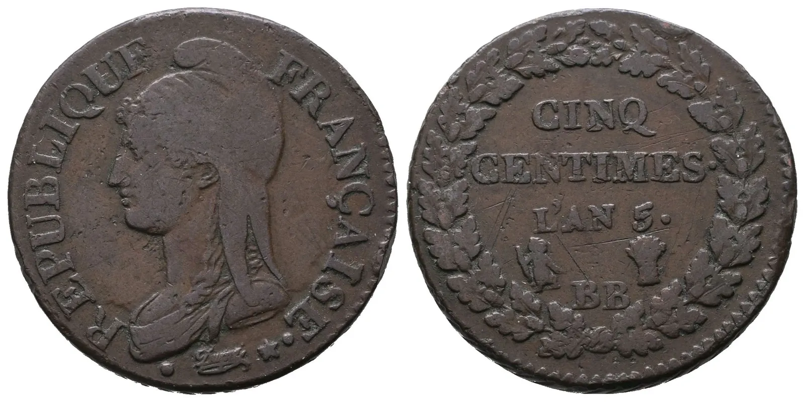 Francie Republika, 5 Centime rok 5 (1796-1797) BB