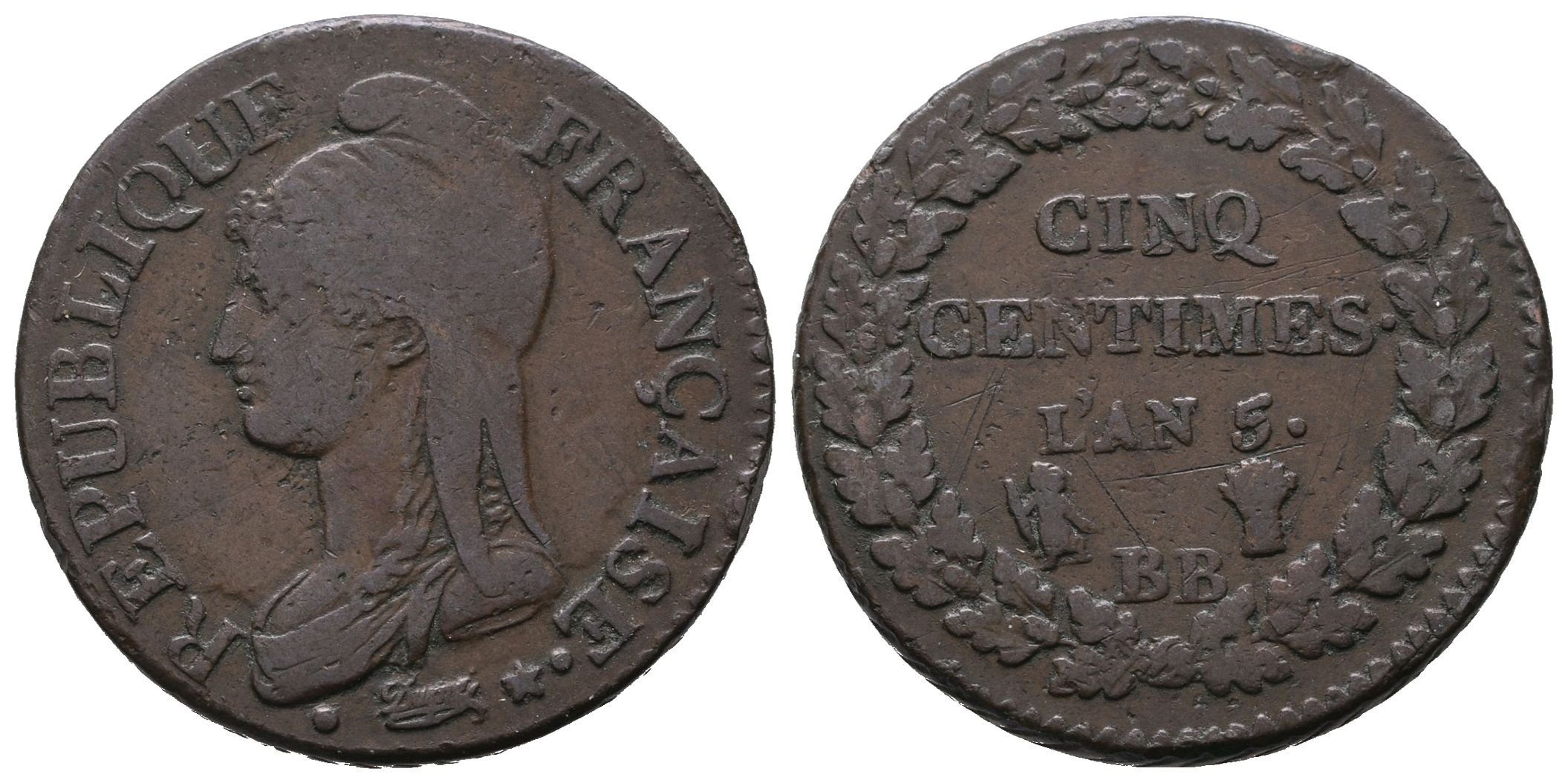Francie Republika, 5 Centime rok 5 (1796-1797) BB