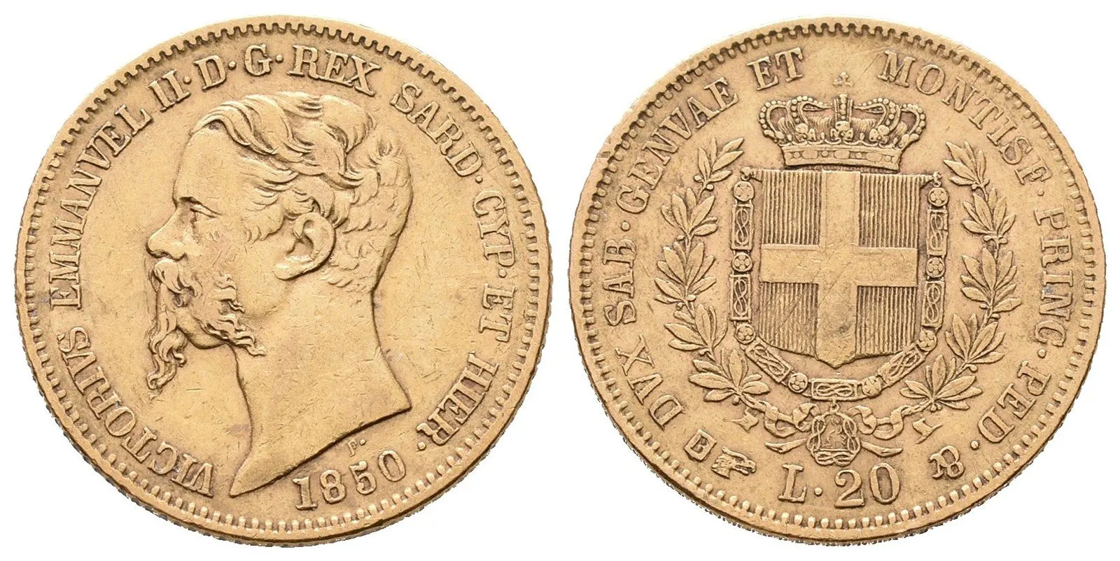 Sardínie, 20 Lira 1850 B