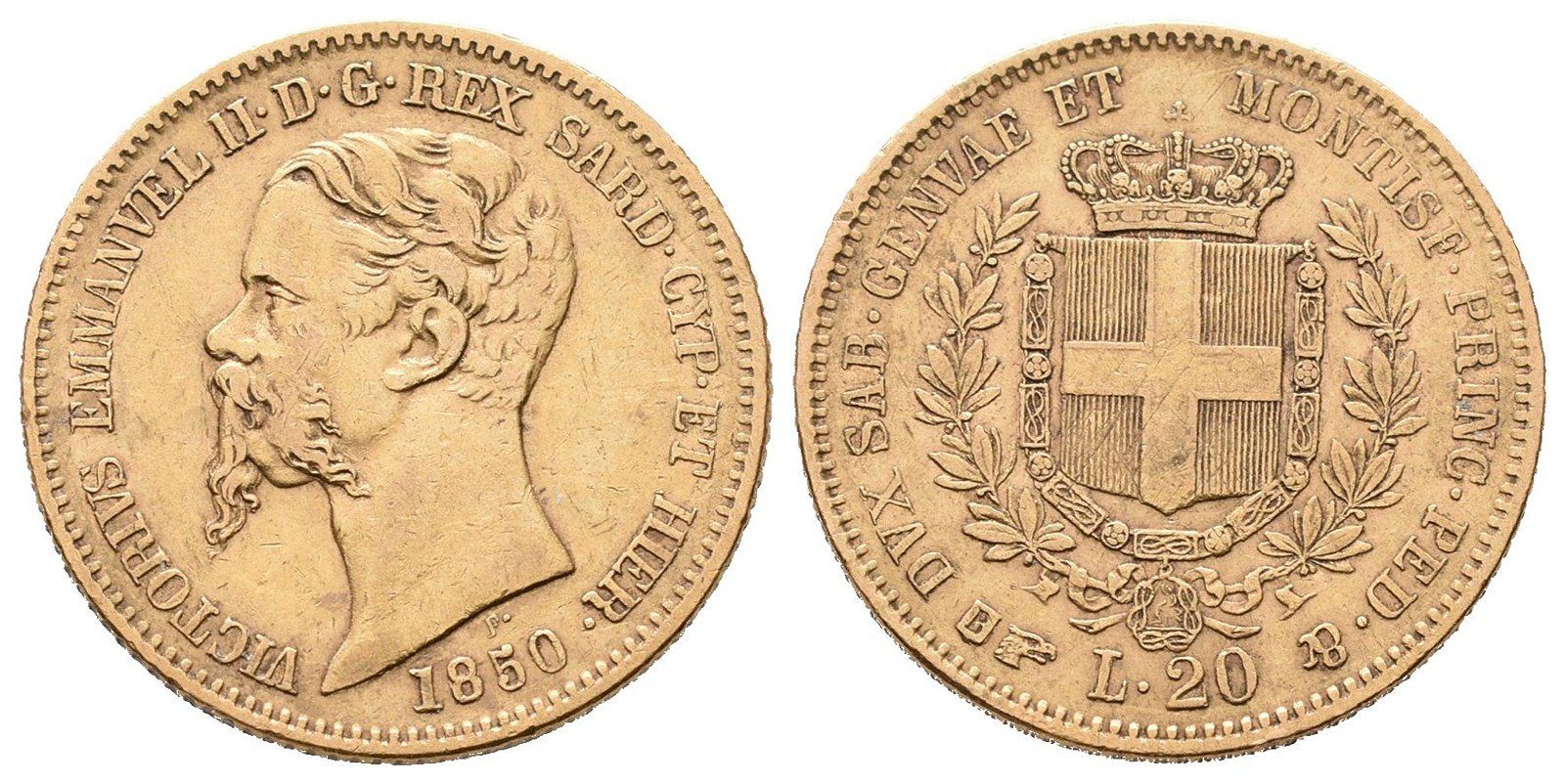 Sardínie, 20 Lira 1850 B