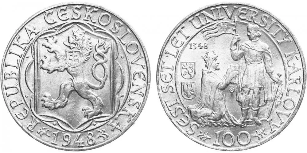100 Koruna 1948 - Universita Karlova