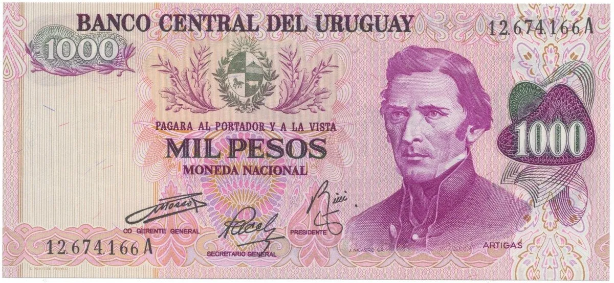 Uruguay, 1000 Pesos (1974), P.52