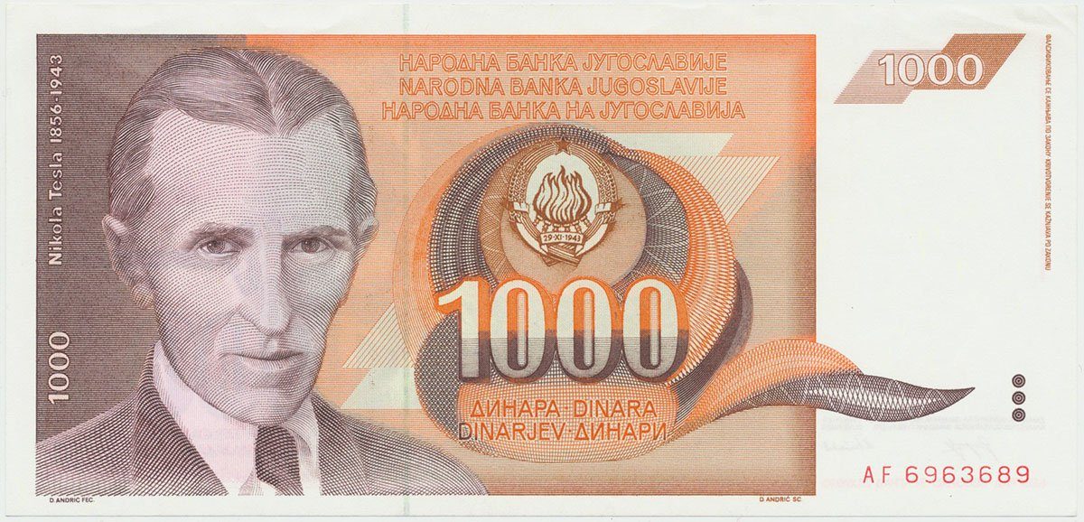 Jugoslávie, 1000 Dinara 1990, P.107
