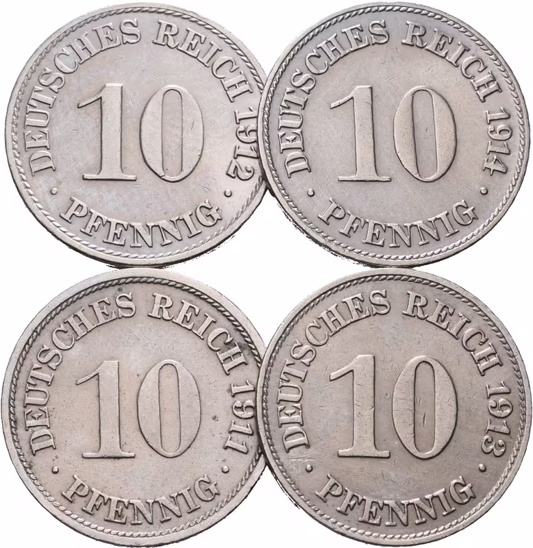10 Pfennig 1911, 1912, 1913, 1914