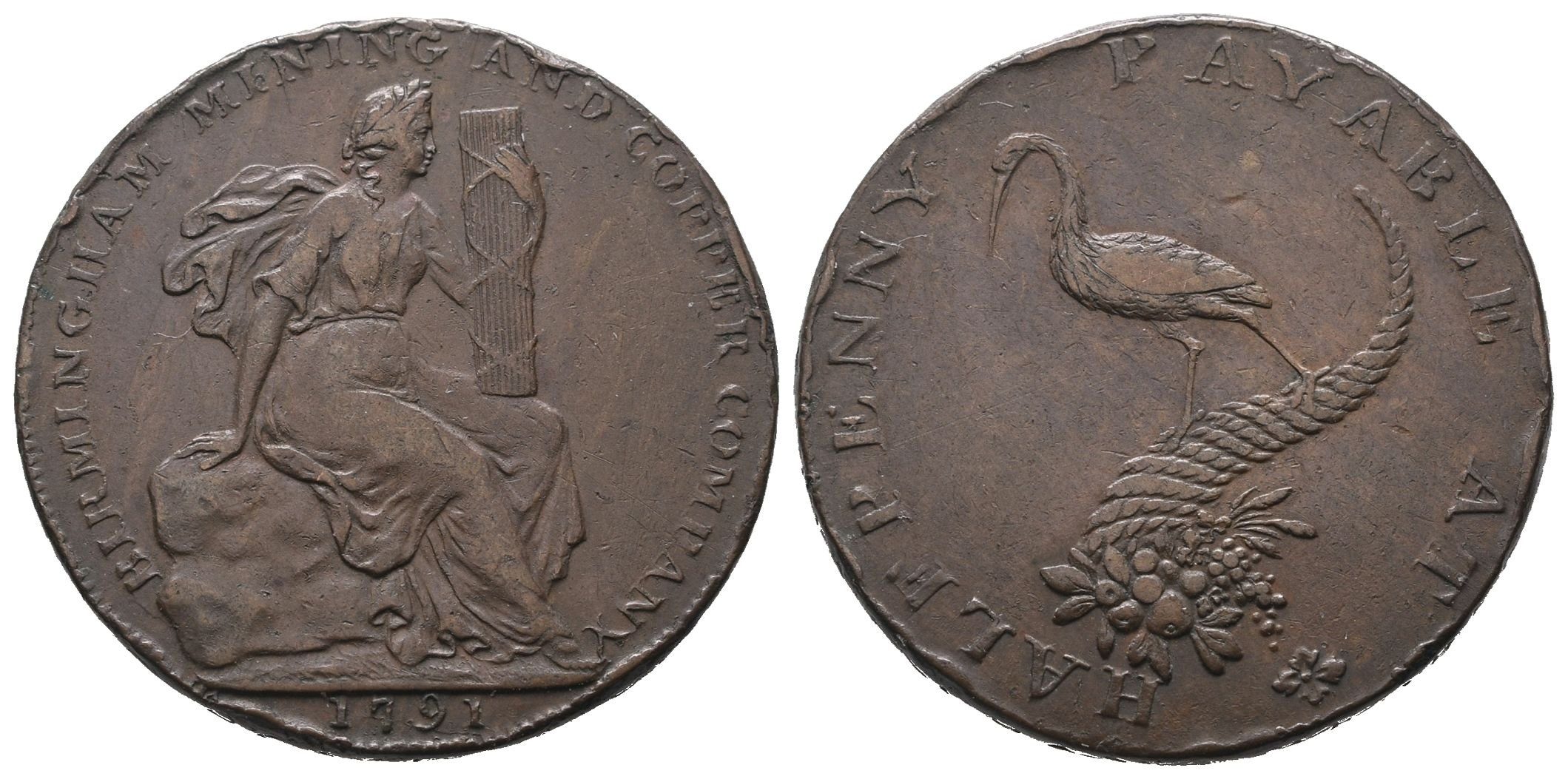 Velká Británie, 1/2 Penny 1791 - Birmimgham