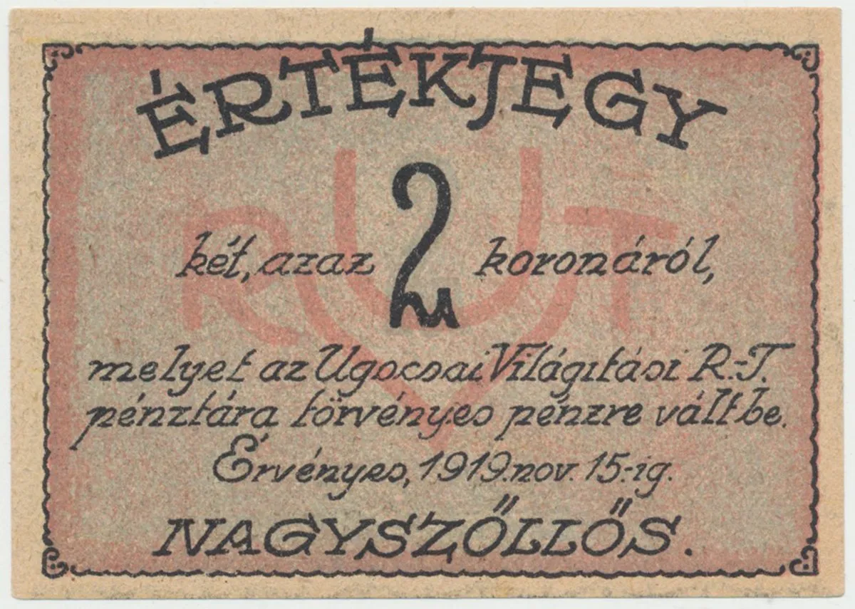 Nagyszöllös (Sevluš - Mukačevo) - elektrár. akc. spol., 2 K  1919, HH.143.1.10