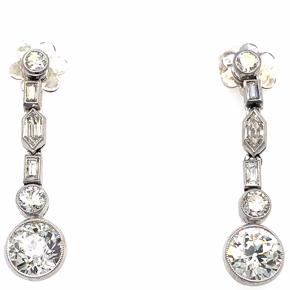 Náušnice s diamanty | Art deco | Československo 1920 | platina