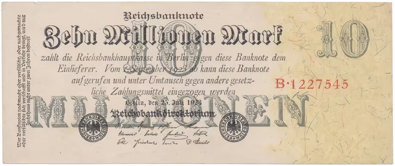 Německo, 10 Millionen Mark 1923, Ro.95
