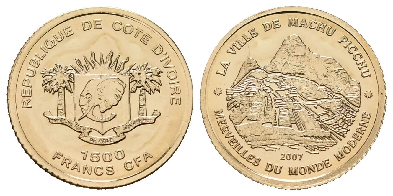 Pobřeží slonoviny, 1500 Francs 2007 - Machu Picchu