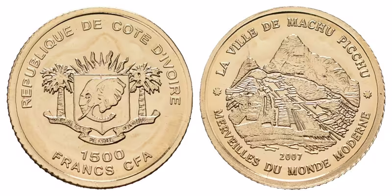 Pobřeží slonoviny, 1500 Francs 2007 - Machu Picchu