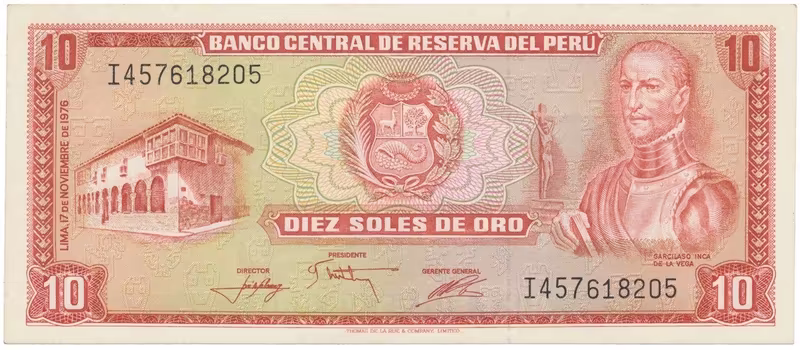Peru, 10 Soles de Oro 1976, P.112