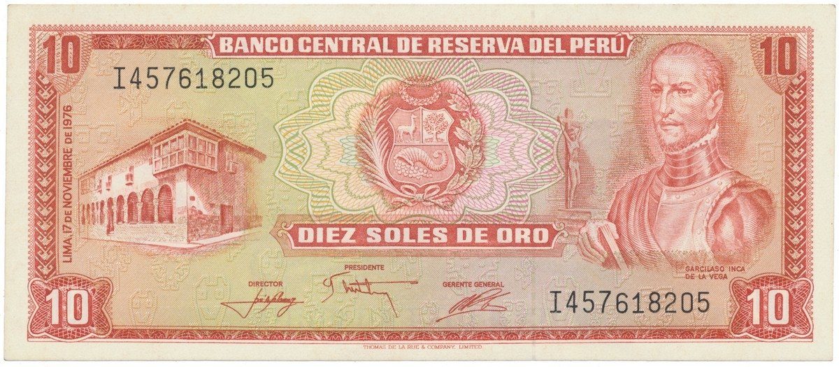 Peru, 10 Soles de Oro 1976, P.112