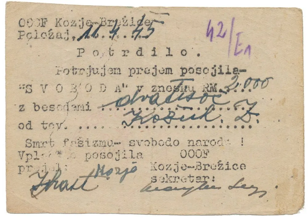 Slovinsko - partyzánská platidla a propaganda — 1