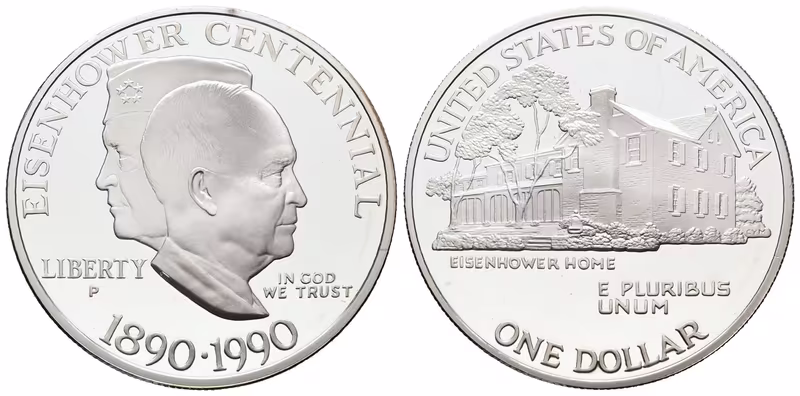 USA, 1 Dollar 1990 - Eisenhower Centennial, PROOF