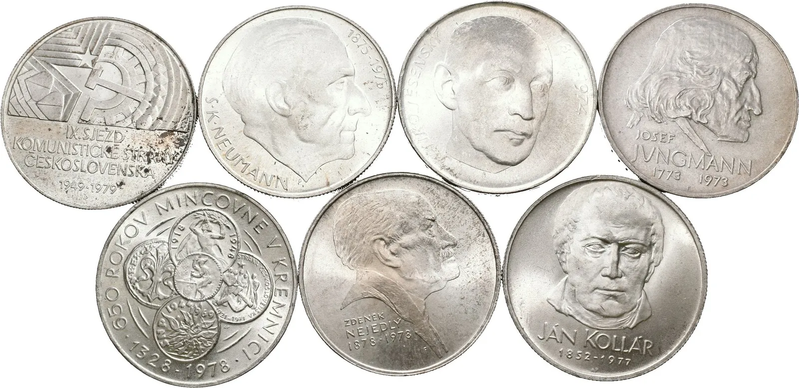 Soubor mincí 50 Kčs 1973 - Josef Jungmann, 1974 - Jesenský, 1975 - Neumann, — 1