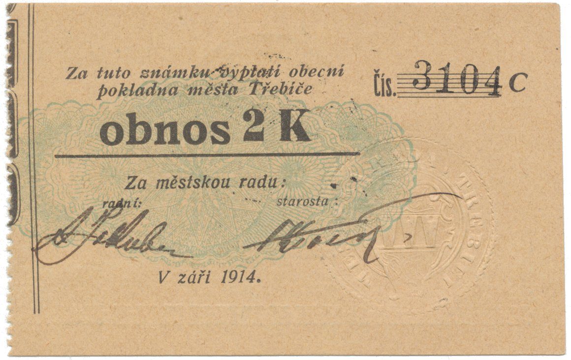 Třebíč - město, 2 K září 1914, slabší K, HH.223.5.11e2