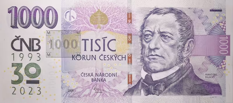 1000 Koruna 2008/2023, série R 76, s pamětním přítiskem 30 let ČNB, 1993-2023