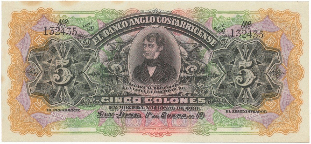 Kostarika, 5 Colones (1903-1917), P.S122r