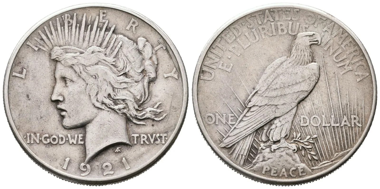 USA, 1 Dollar 1921, vysoký reliéf